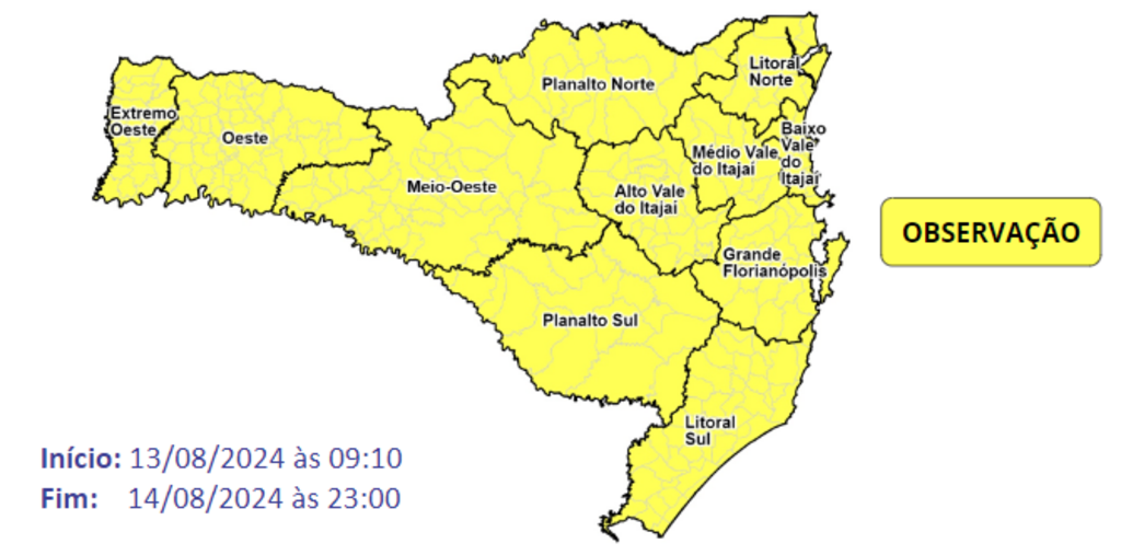 Frio intenso predomina em Santa Catarina até quarta-feira