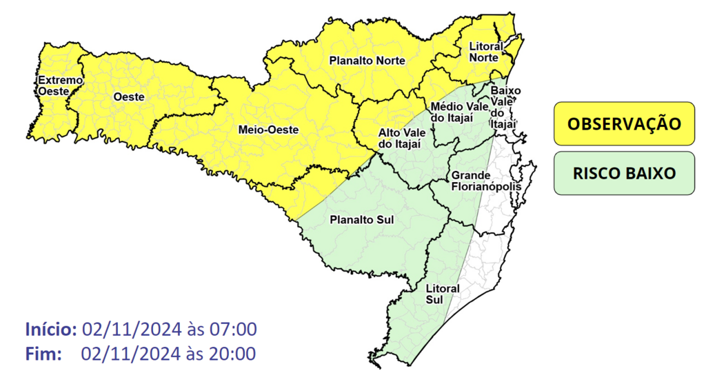 Temporais isolados e chuva intensa devem atingir o estado neste sábado