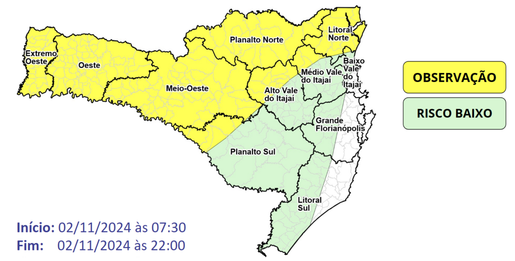 Chuva intensa e temporais isolados em Santa Catarina neste sábado