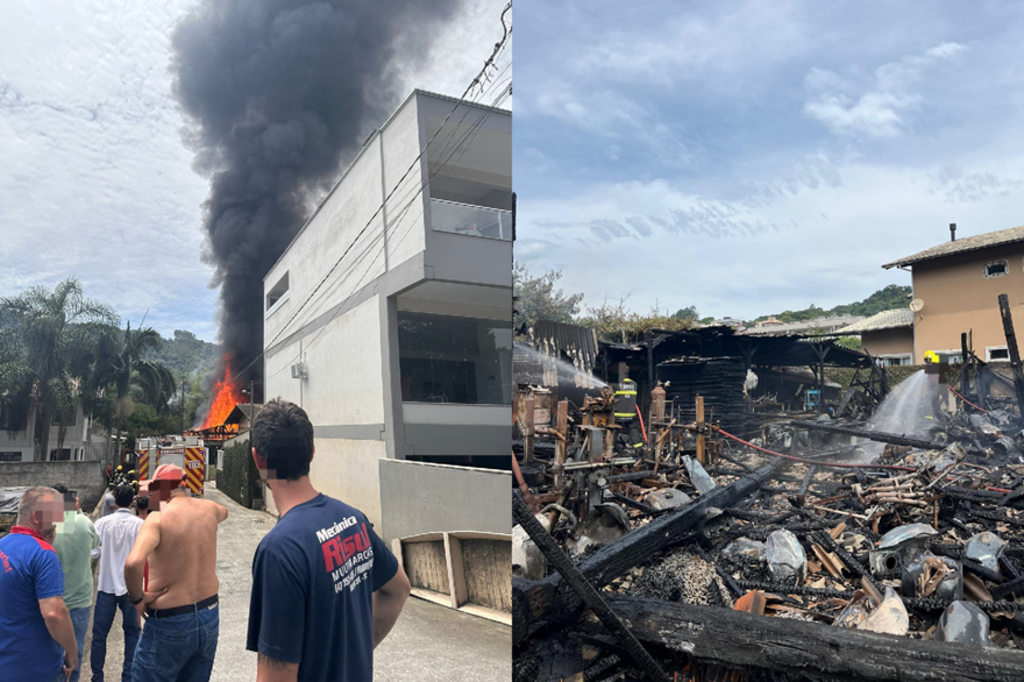 Incêndio destrói oficina mecânica em Rio do Sul