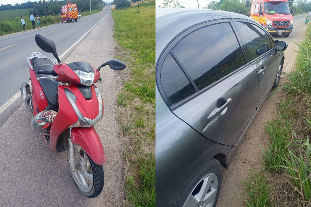 Acidente de trânsito na SC-114 deixa motociclista ferido em Pouso Redondo