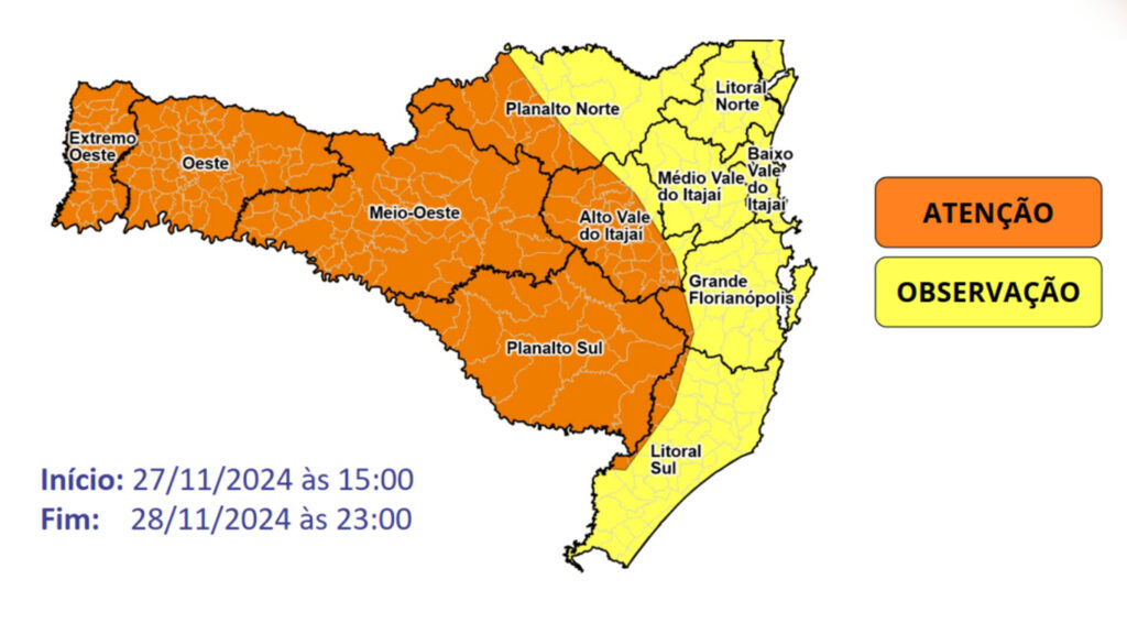 Frente fria provoca temporais em Santa Catarina