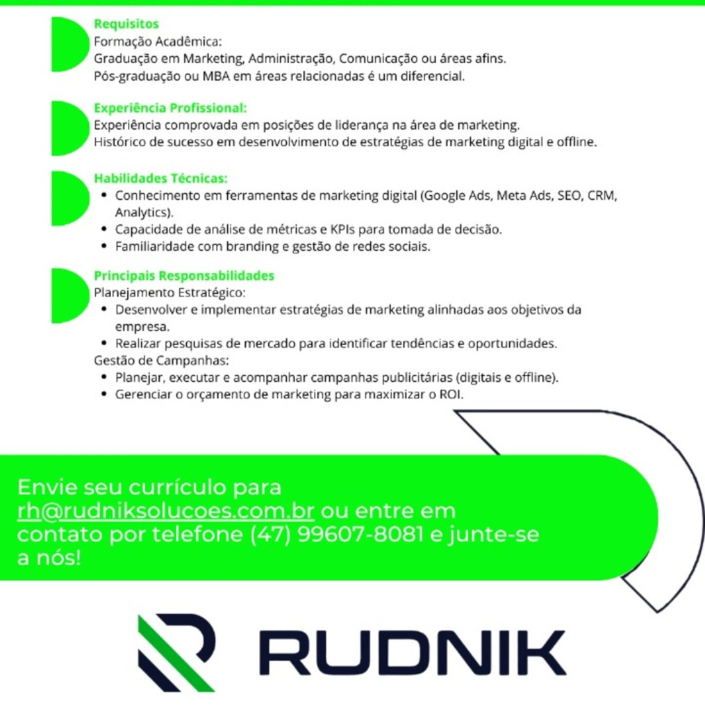 Rudnik está contratando Gestor de Marketing