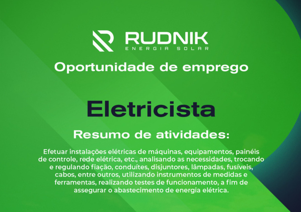 Rudnik está contratando Eletricista