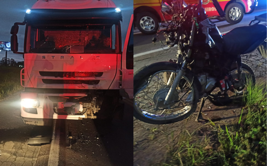 Motociclista morre em colisão frontal com carreta na BR-470 em Rio do Sul