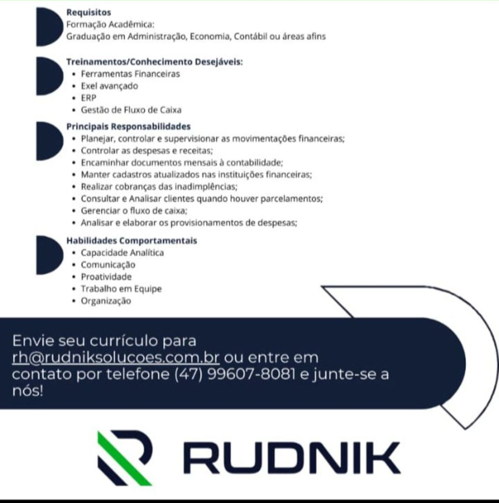 Rudnik está contratando Analista Financeiro