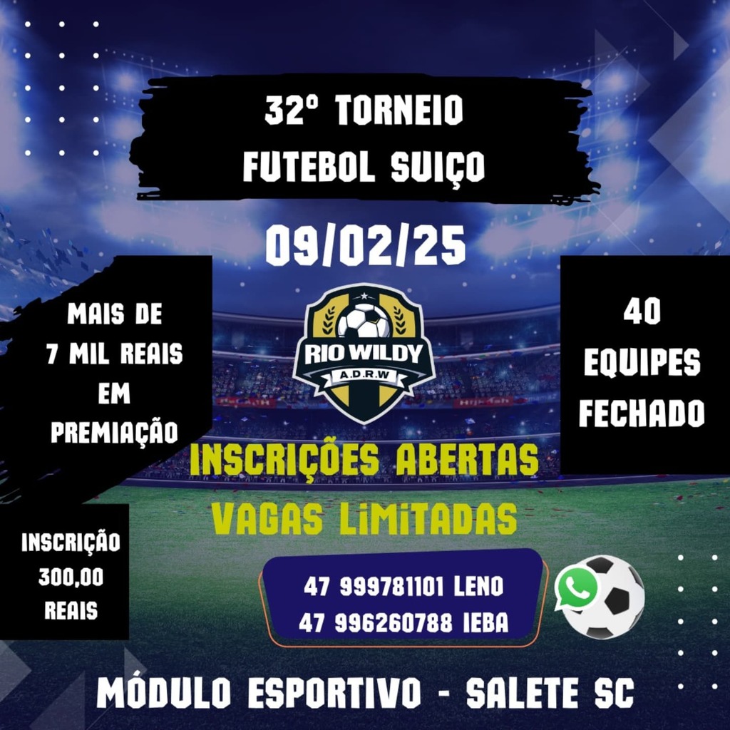 32º Torneio de Futebol Suíço promete grandes disputas em Salete